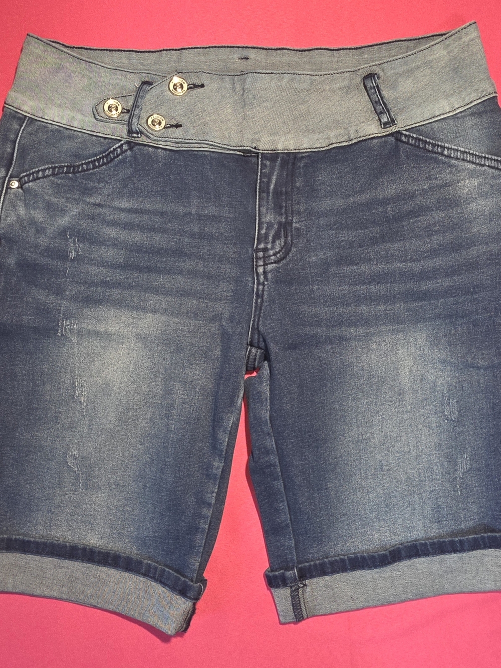 Flamingals Women’s Dark Blue Denim Bermuda Shorts